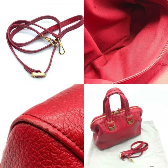 FENDI chameleon Shoulder Bag Hand Bag 2way bag Red - Picture 11 of 12
